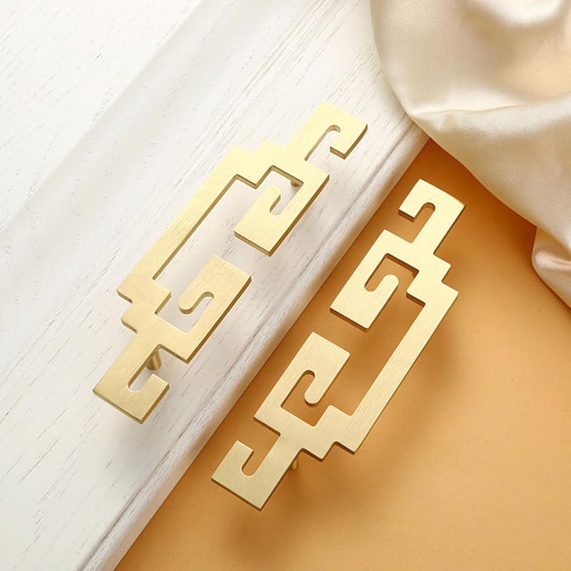 Hollow Golden Brass Cabinet Handle Traditional Chinese Style Vintage Hardware - Image 5